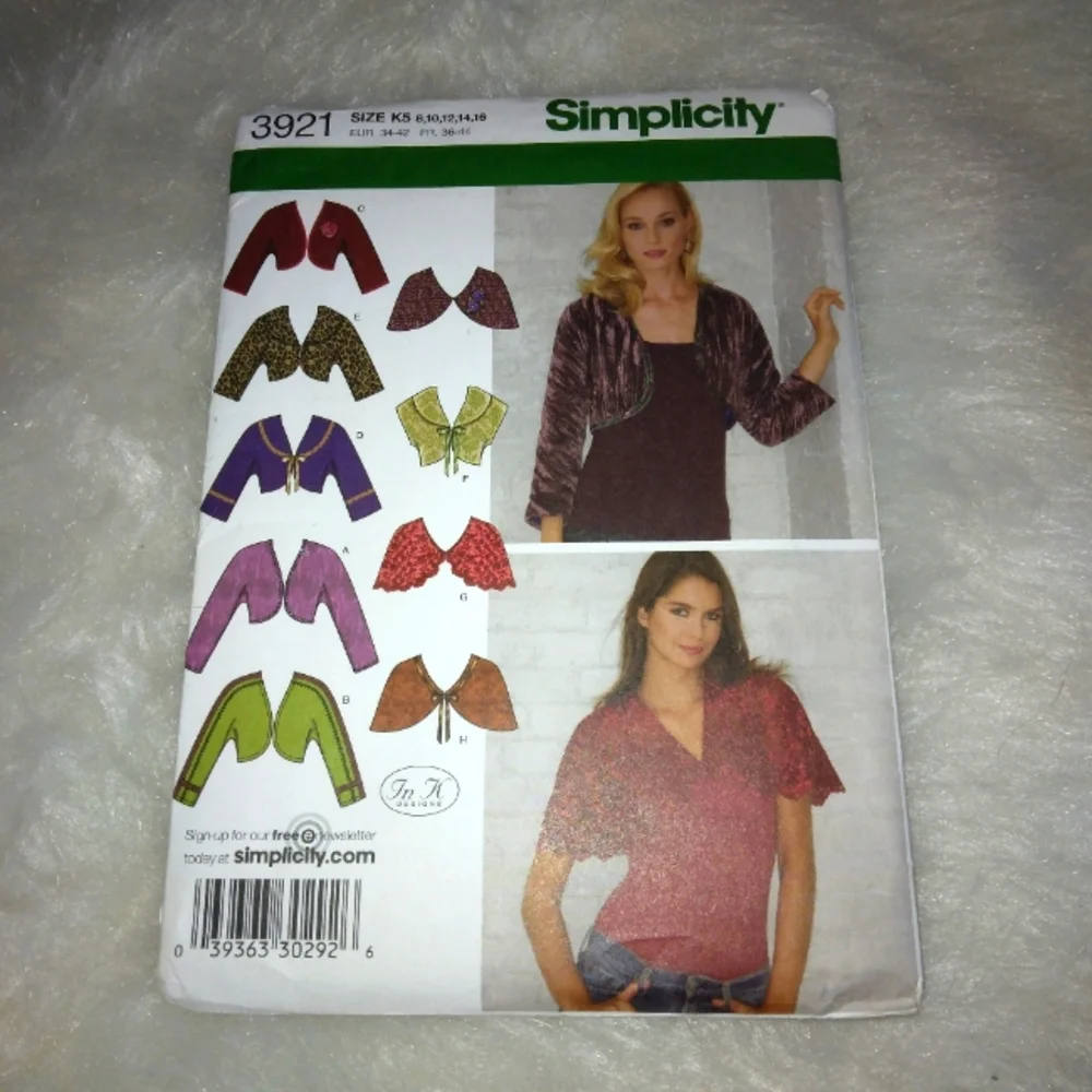 SIMPLICITY 3821 Sz 8-16 Misses boleros and caplets with trim variations